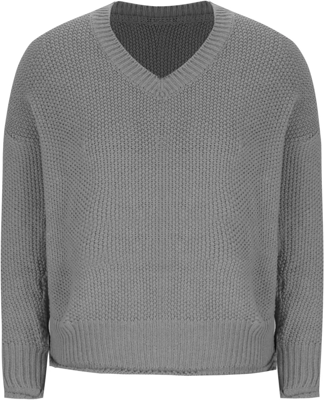Women's Long Sleeve V Neck Sweaters Chunky Cable Knit Pullover Fashion Crochet Hollow Out Knitwear Solid Cozy Tops