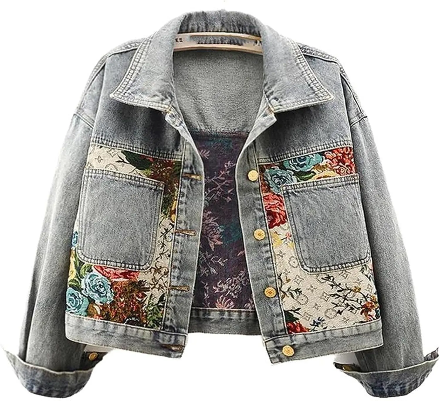 Women's long-sleeved denim jacket short loose jacket top