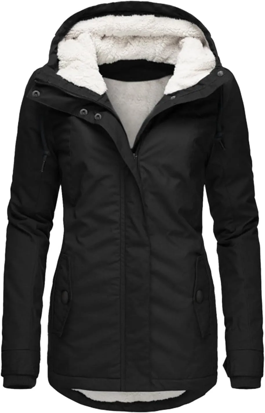 Women's Mid Length Down Coat Hooded Fleece Lined for Warmth & Comfort down 2024 Women Petite