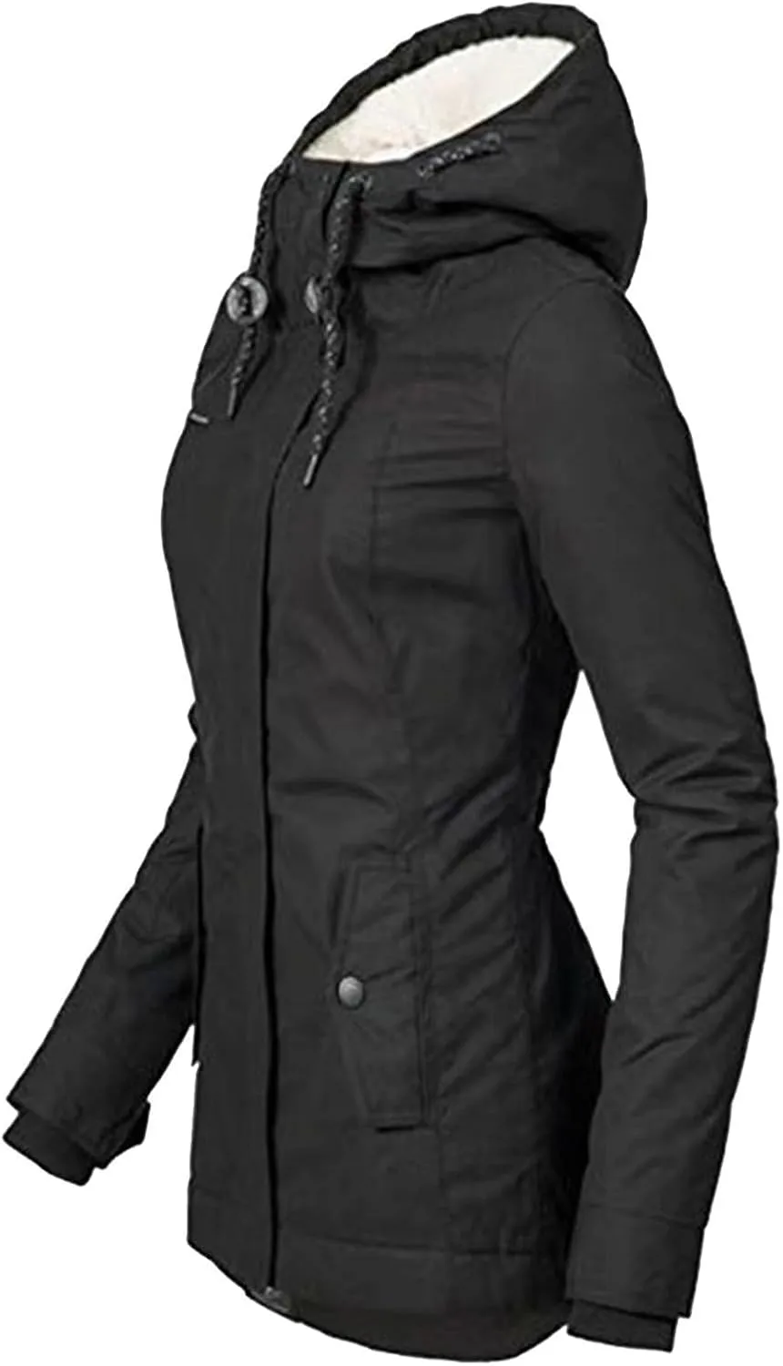 Women's Mid Length Down Coat Hooded Fleece Lined for Warmth & Comfort down 2024 Women Petite