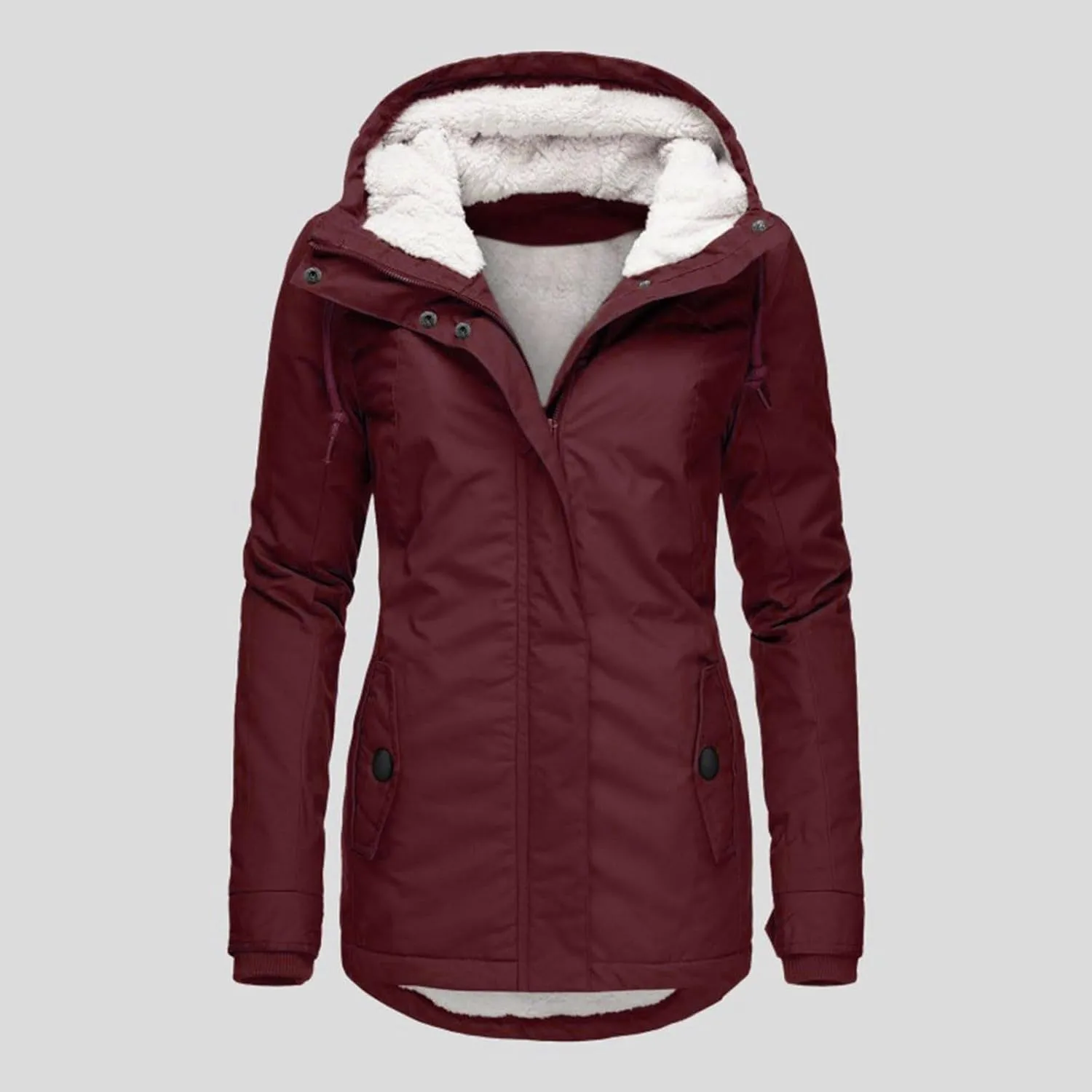Women's Mid Length Down Coat Hooded Fleece Lined for Warmth & Comfort down 2024 Women Petite