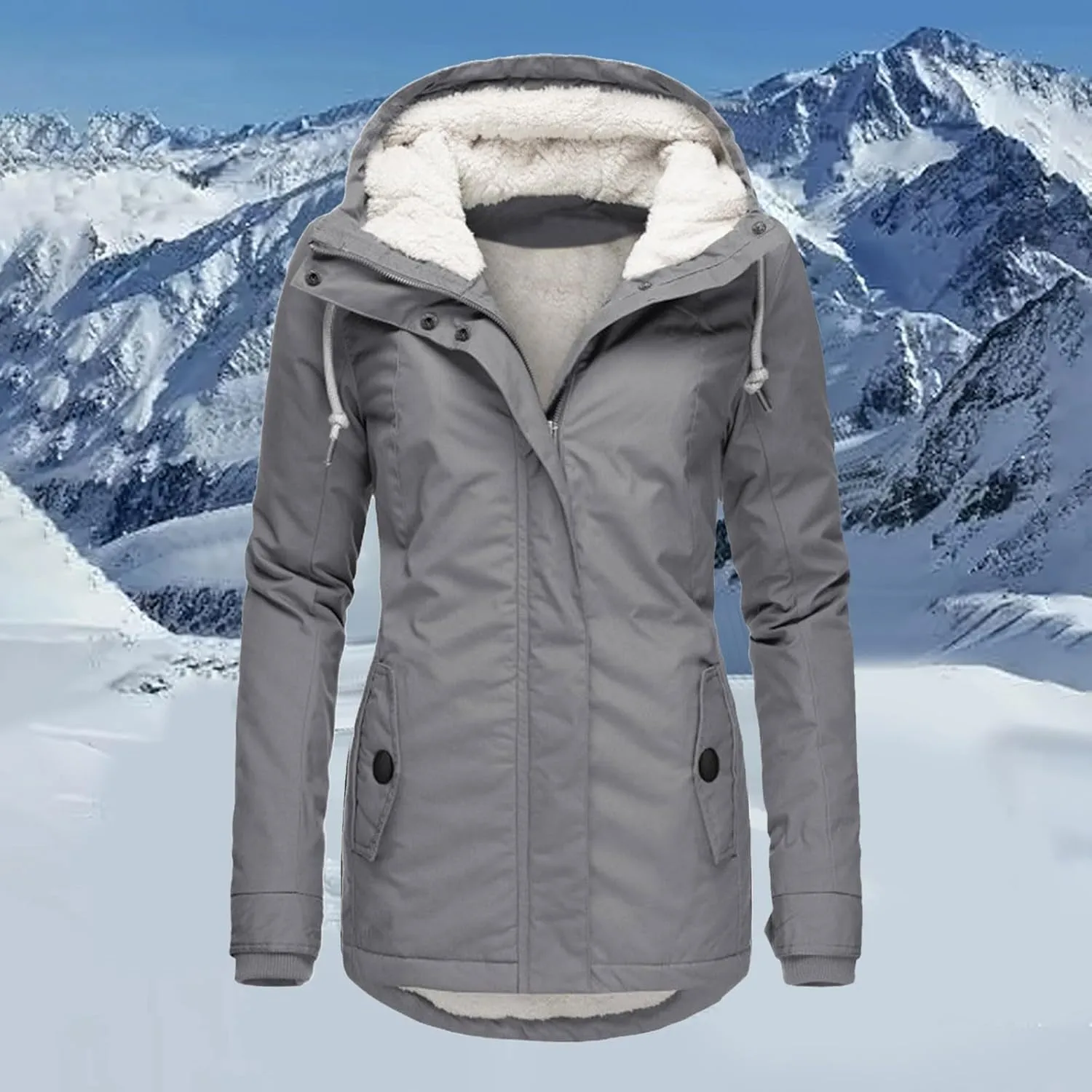 Women's Mid Length Down Coat Hooded Fleece Lined for Warmth & Comfort down 2024 Women Petite