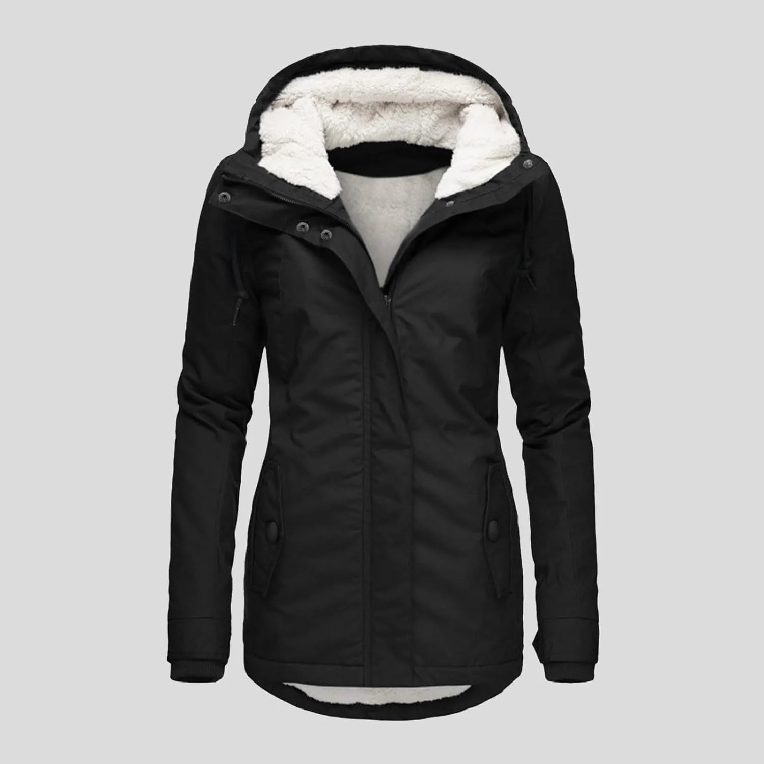 Women's Mid Length Down Coat Hooded Fleece Lined for Warmth & Comfort down 2024 Women Petite