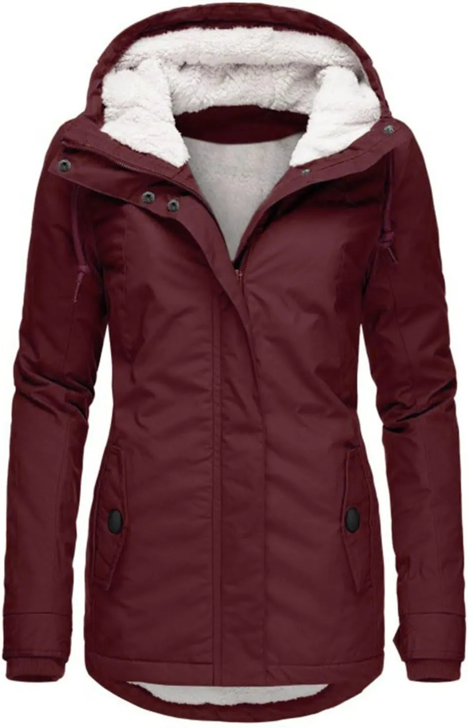 Women's Mid Length Down Coat Hooded Fleece Lined for Warmth & Comfort down 2024 Women Petite