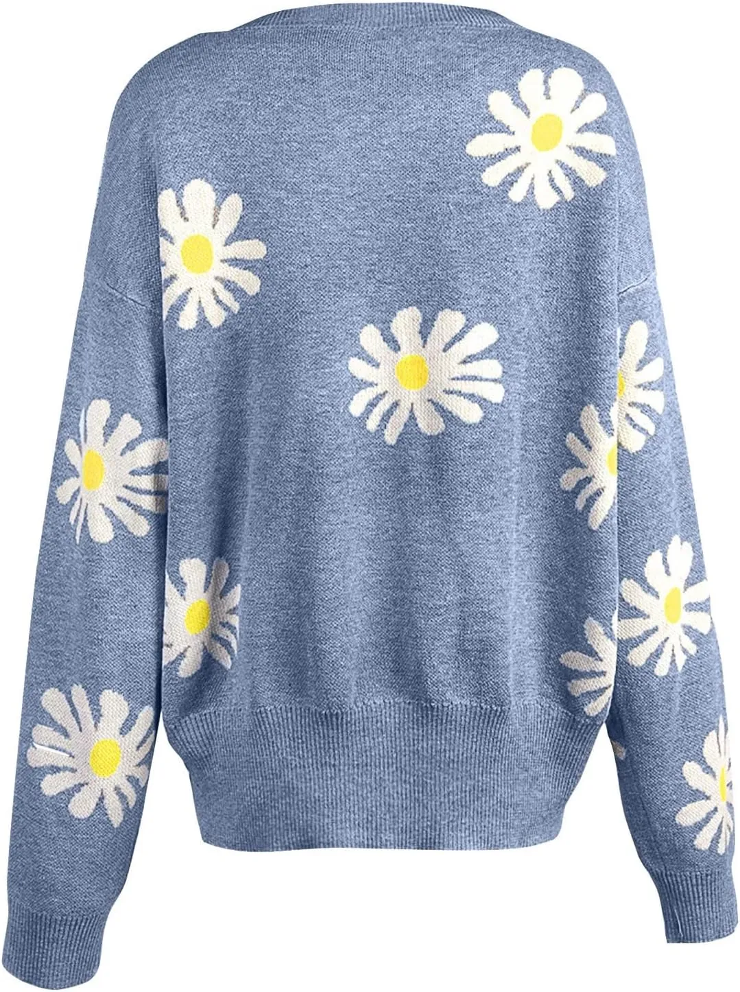 Women's O-Neck Long Sleeve Ribbed Knit Sweater Casual Sweater Warm Top Long Sweater Cardigan Vest