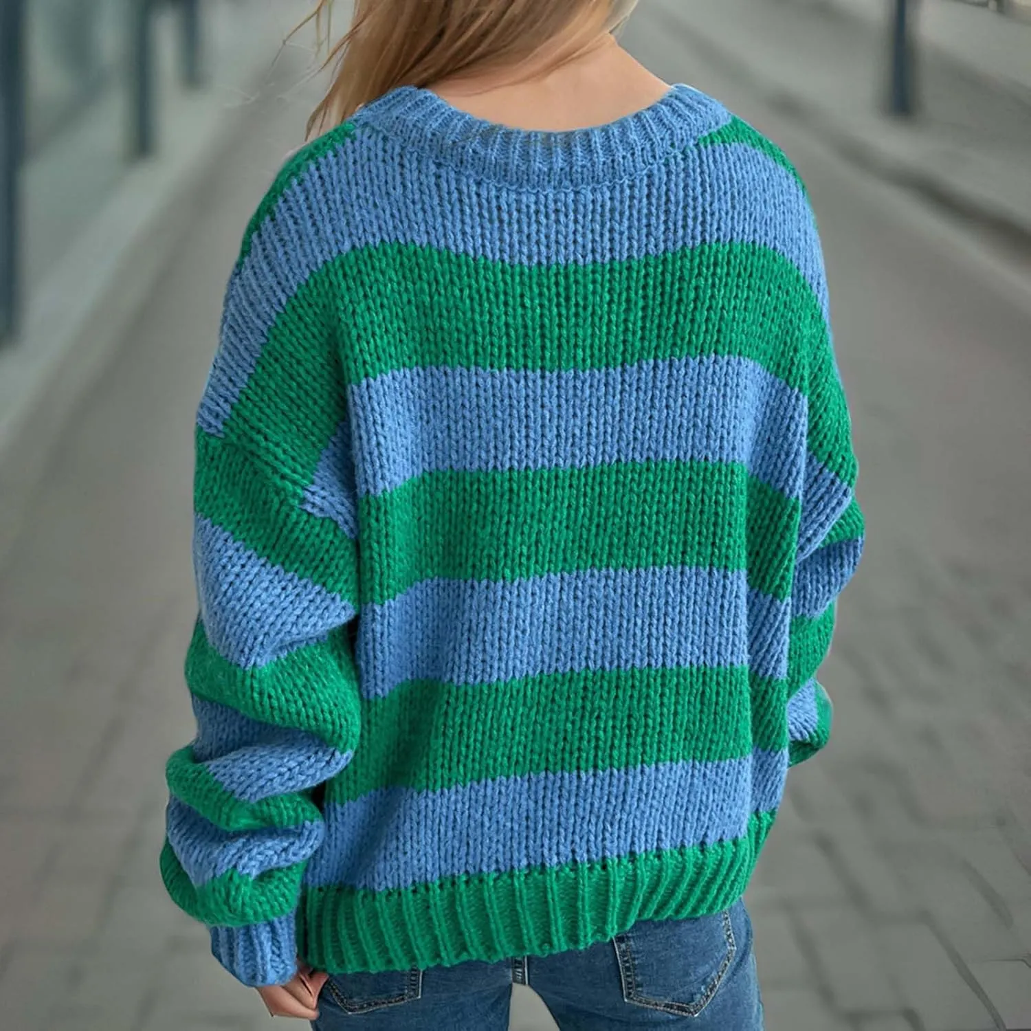 Women's Oversized Crewneck Long Sleeve Knit Sweater Casual Chunky Warm 2024 Fall Pullover Sweaters Top Trendy Outfits