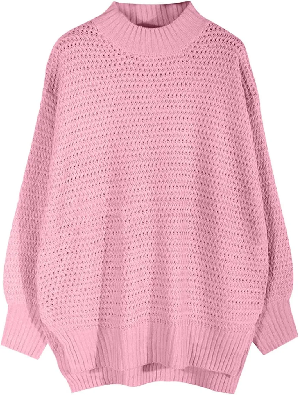 Womens Oversized Sweater Long Sleeve Spilt Hem Pullover Sweaters Cable Knit Chunky Jumper Tops Cozy Soft Knitwear
