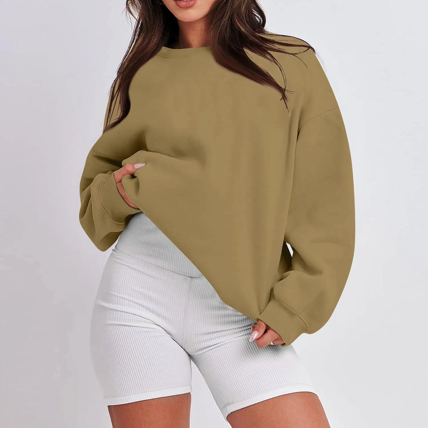 Womens Oversized Sweatshirts Crew Neck Pullover Sweaters Casual Comfy Fall Outfits Clothes 2024