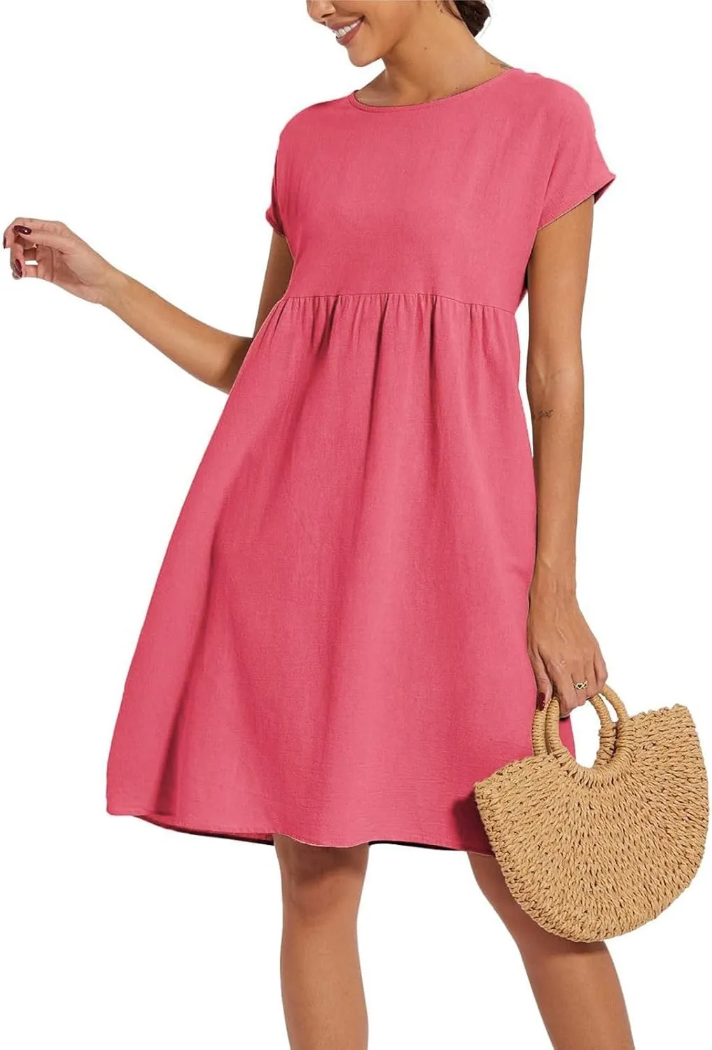 Women's Plus Size Summer Dresses Casual T Shirt Dress 2025 Summer Crewneck Short Sleeve Swing Dresses with Pockets