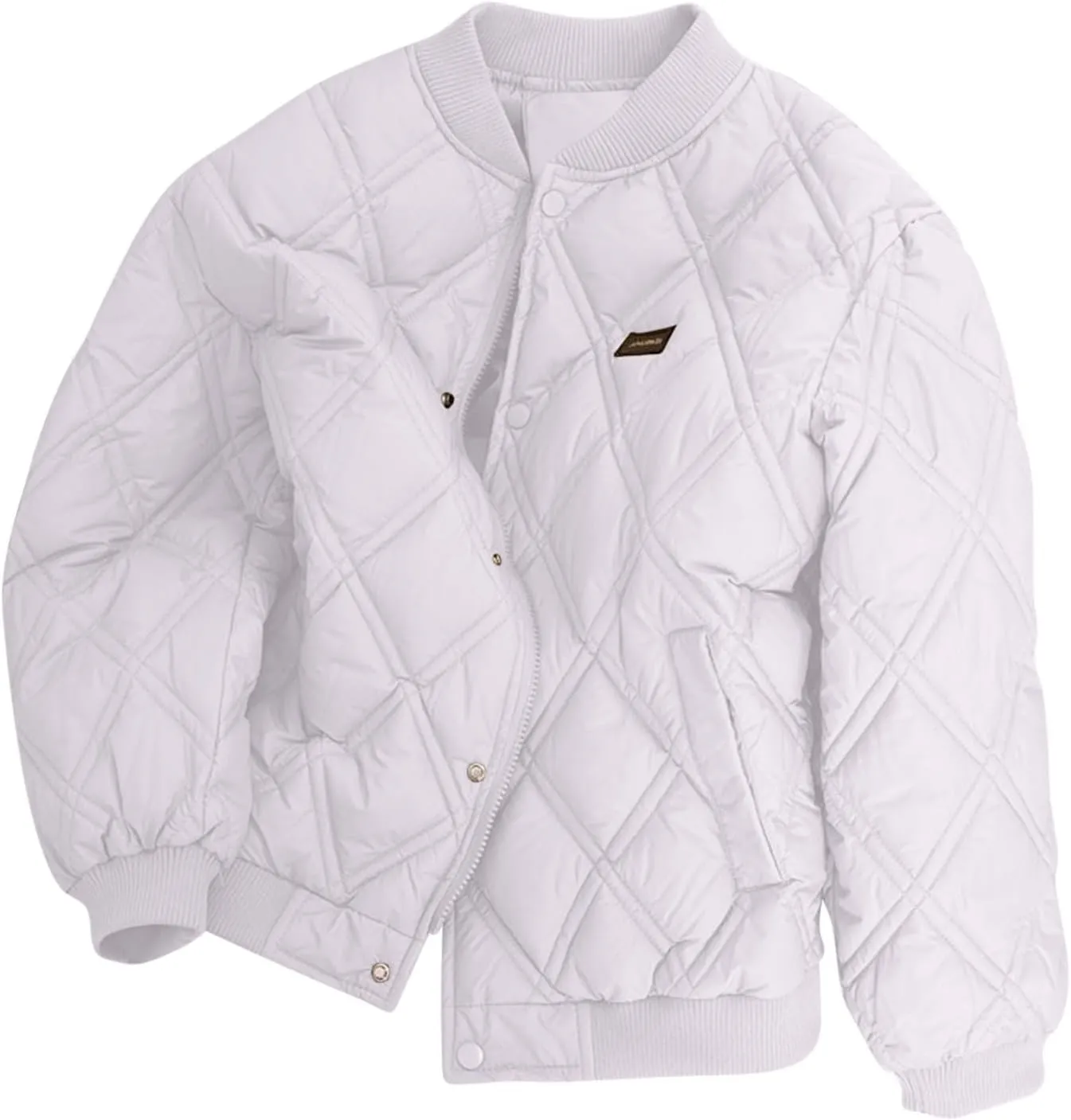 Women's Quilted Jackets Lightweight Button Down Winter Down Coats Trendy Oversized Casual Bomber Jacket with Pockets