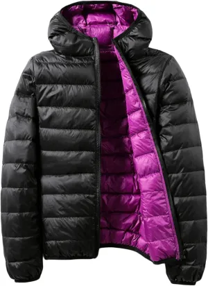 Women's Quilted Packable Down Jacket Solid Color Hooded Thickened Down Coat Winter Down Parka Puffer Waterproof