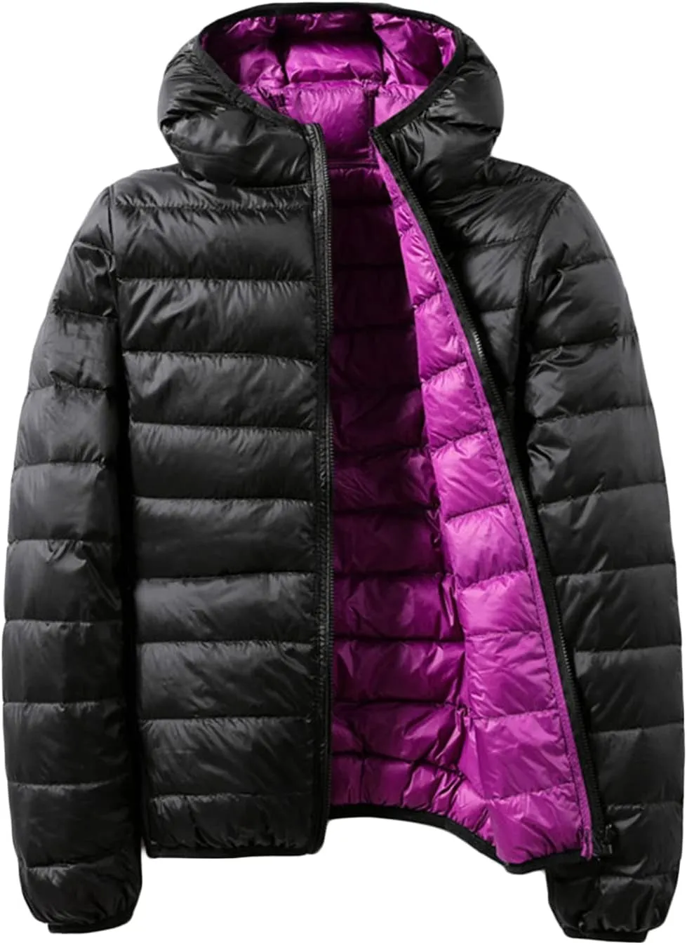 Women's Quilted Packable Down Jacket Solid Color Hooded Thickened Down Coat Winter Down Parka Puffer Waterproof