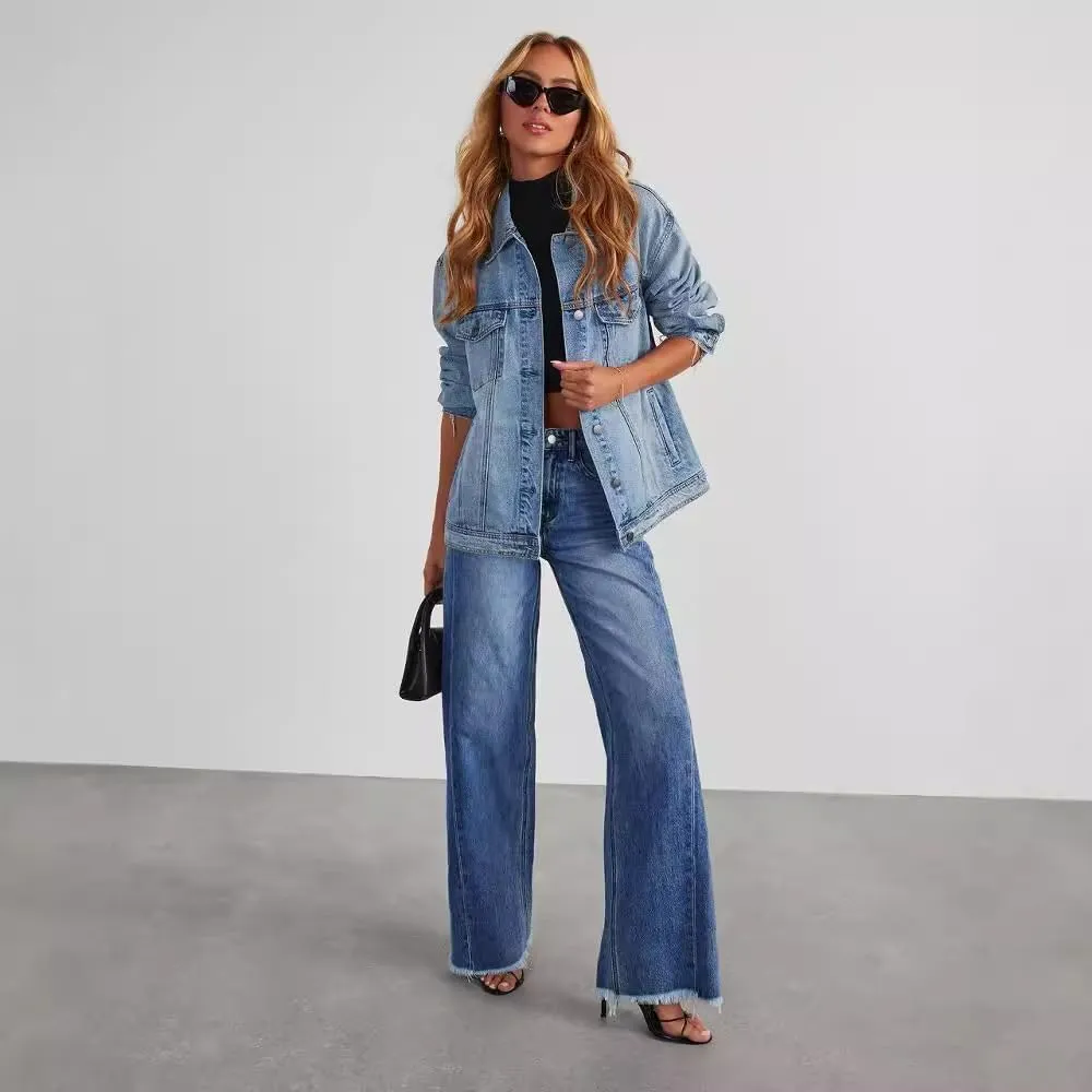 Women's Retro Denim Jacket, Spring and Autumn Style, American Loose Top