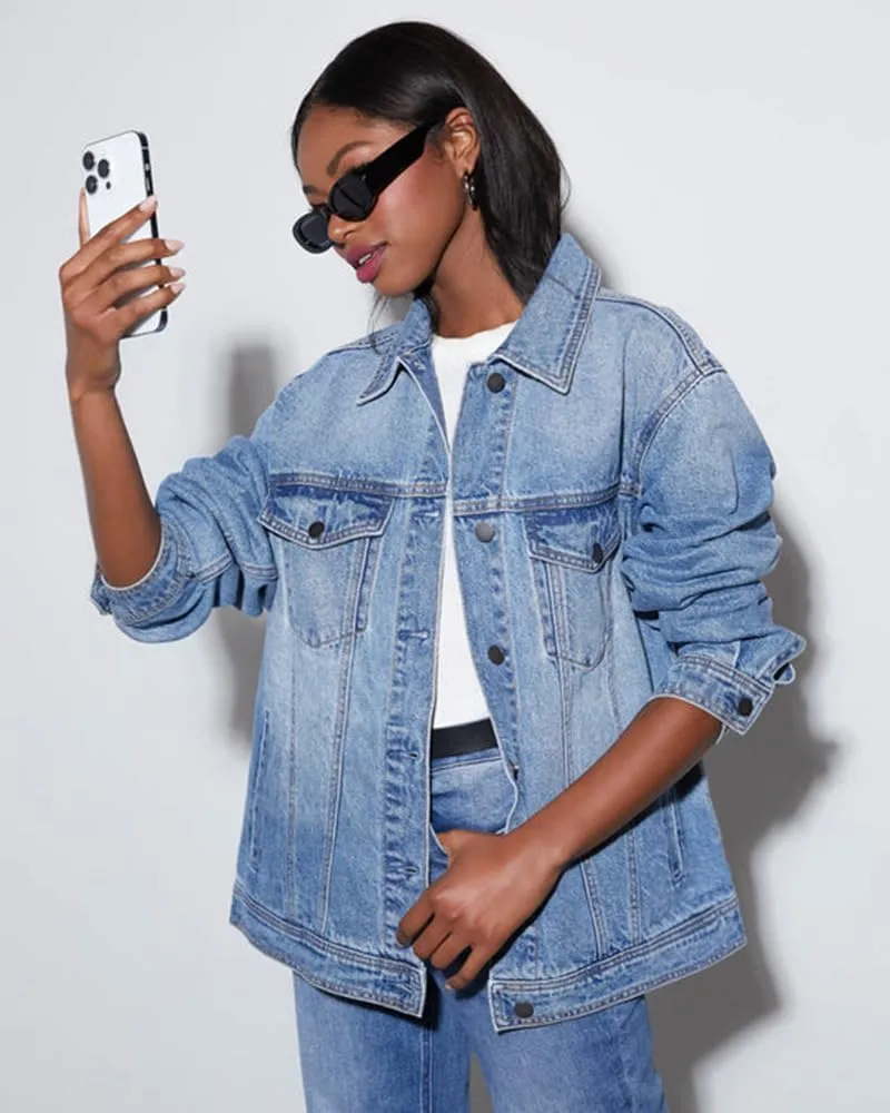 Women's Retro Denim Jacket, Spring and Autumn Style, American Loose Top