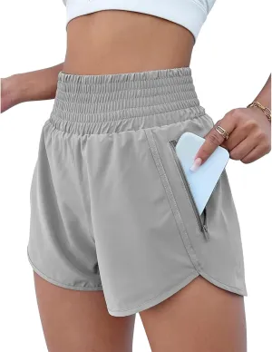 Women's Running Shorts Loose High Waisted Shorts Casual Athletic Shorts with Liner Workout Shorts with Pockets