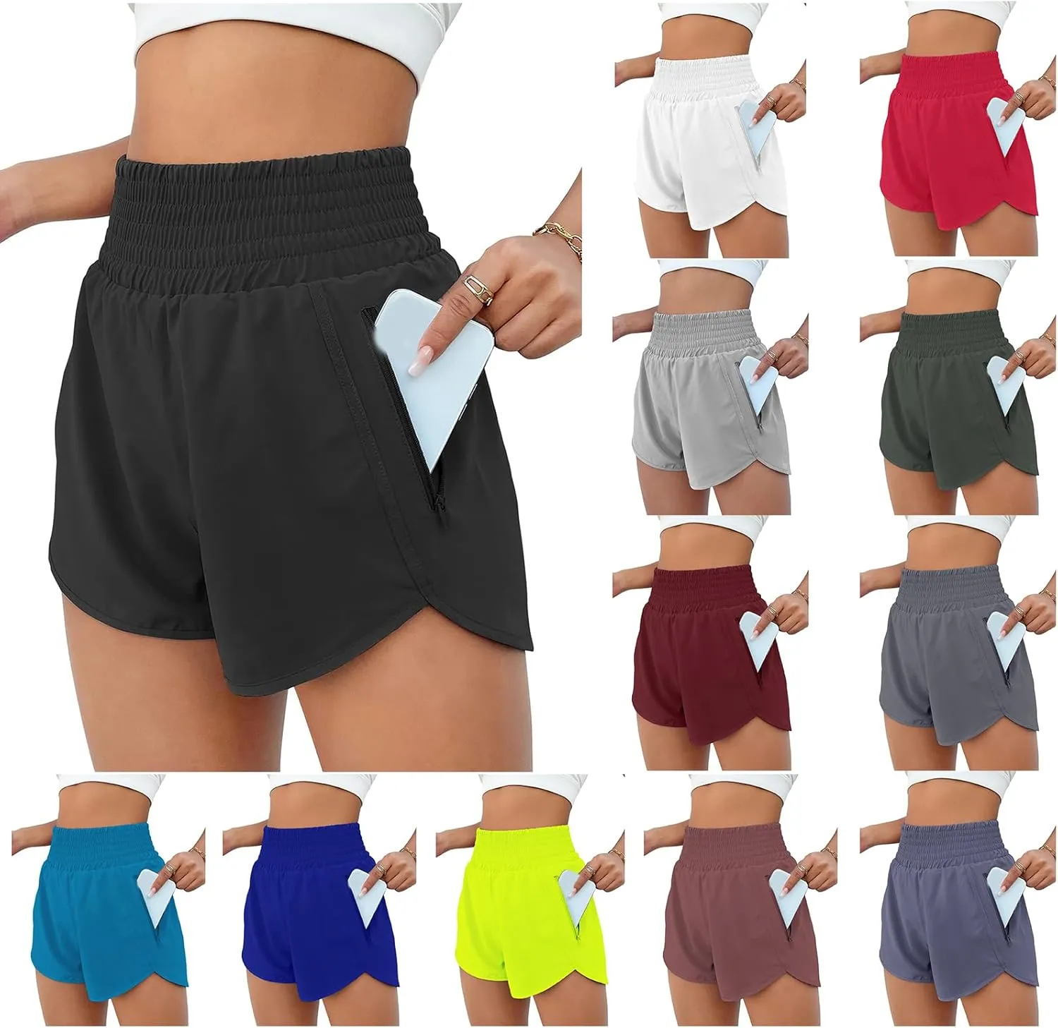 Women's Running Shorts Loose High Waisted Shorts Casual Athletic Shorts with Liner Workout Shorts with Pockets