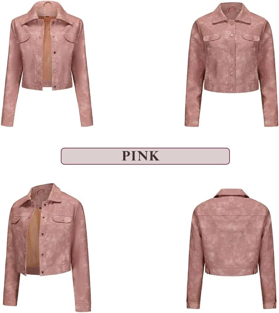 Women's Short Faux Leather Jacket, Faux Leather Women's Motorcycle Jacket, Casual Fashion Leather Jacket
