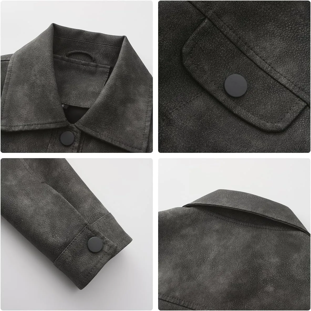 Women's Short Faux Leather Jacket, Faux Leather Women's Motorcycle Jacket, Casual Fashion Leather Jacket