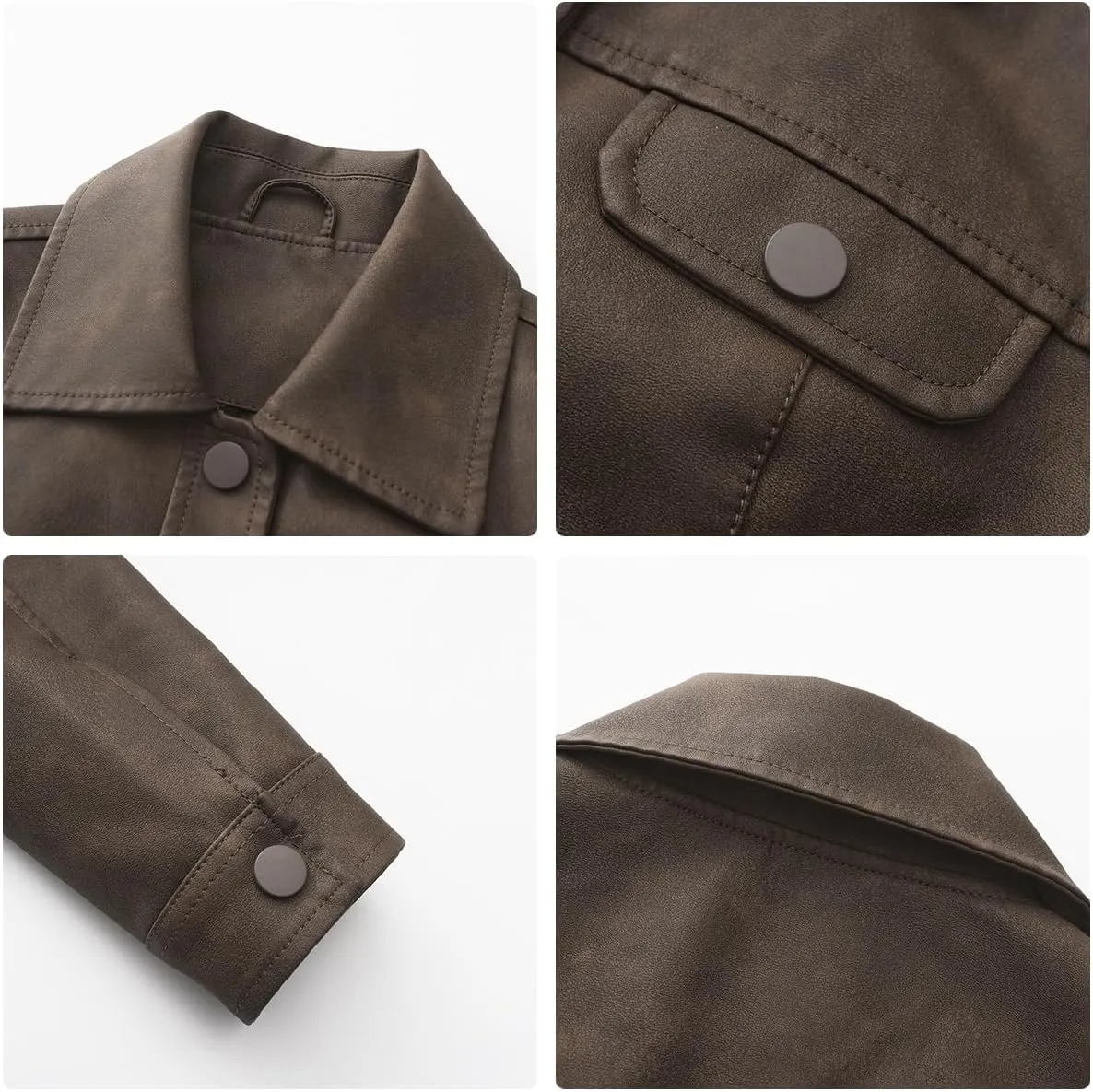 Women's Short Faux Leather Jacket, Faux Leather Women's Motorcycle Jacket, Casual Fashion Leather Jacket