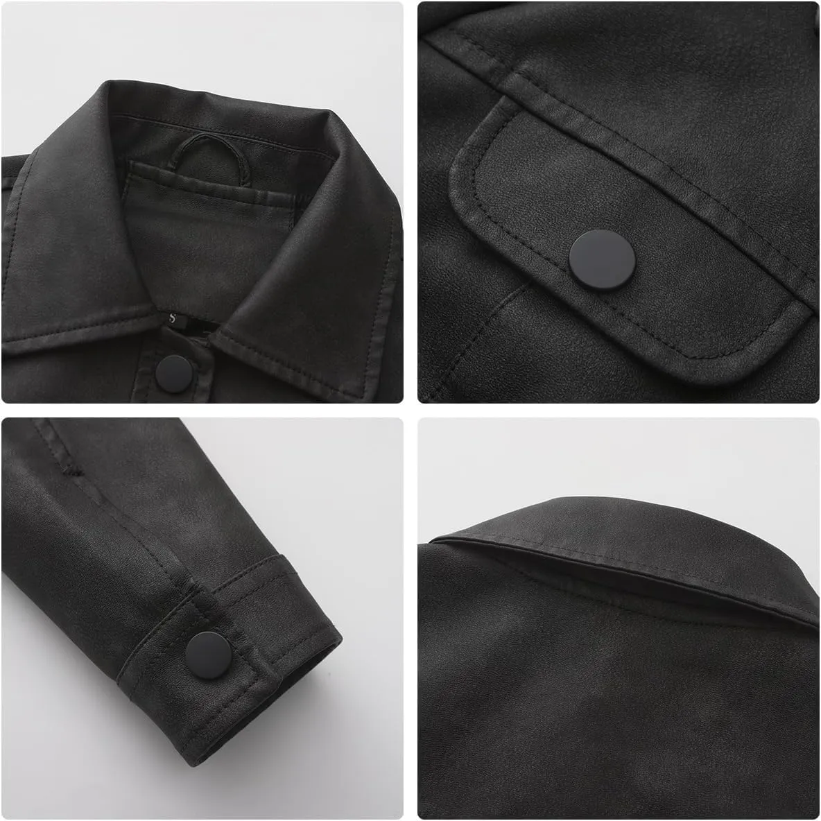Women's Short Faux Leather Jacket, Faux Leather Women's Motorcycle Jacket, Casual Fashion Leather Jacket