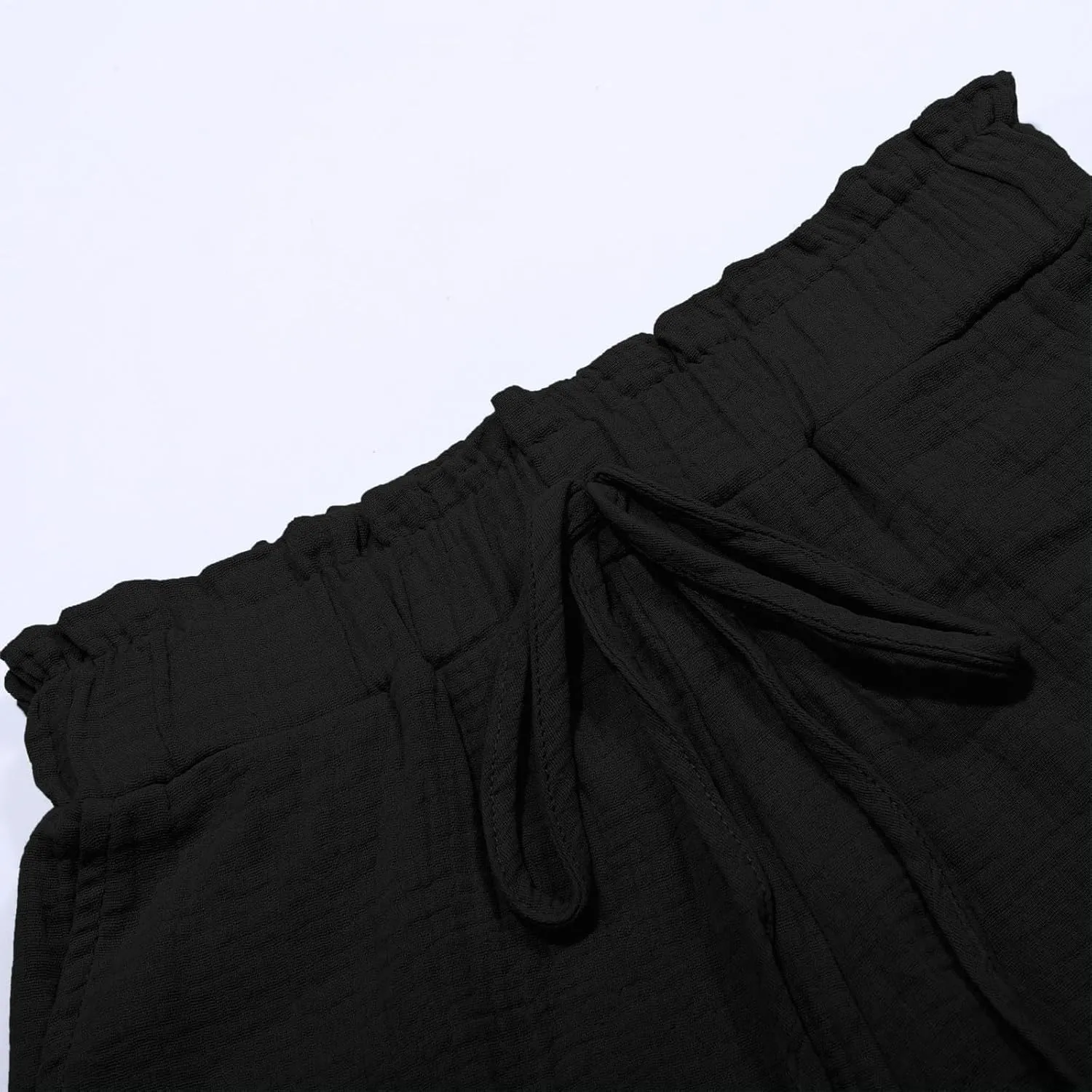 Womens Shorts Dressy Casual Summer 2025 Elastic High Waisted Ruffle Hem Beach Shorts Soft Dressy Shorts with Pockets