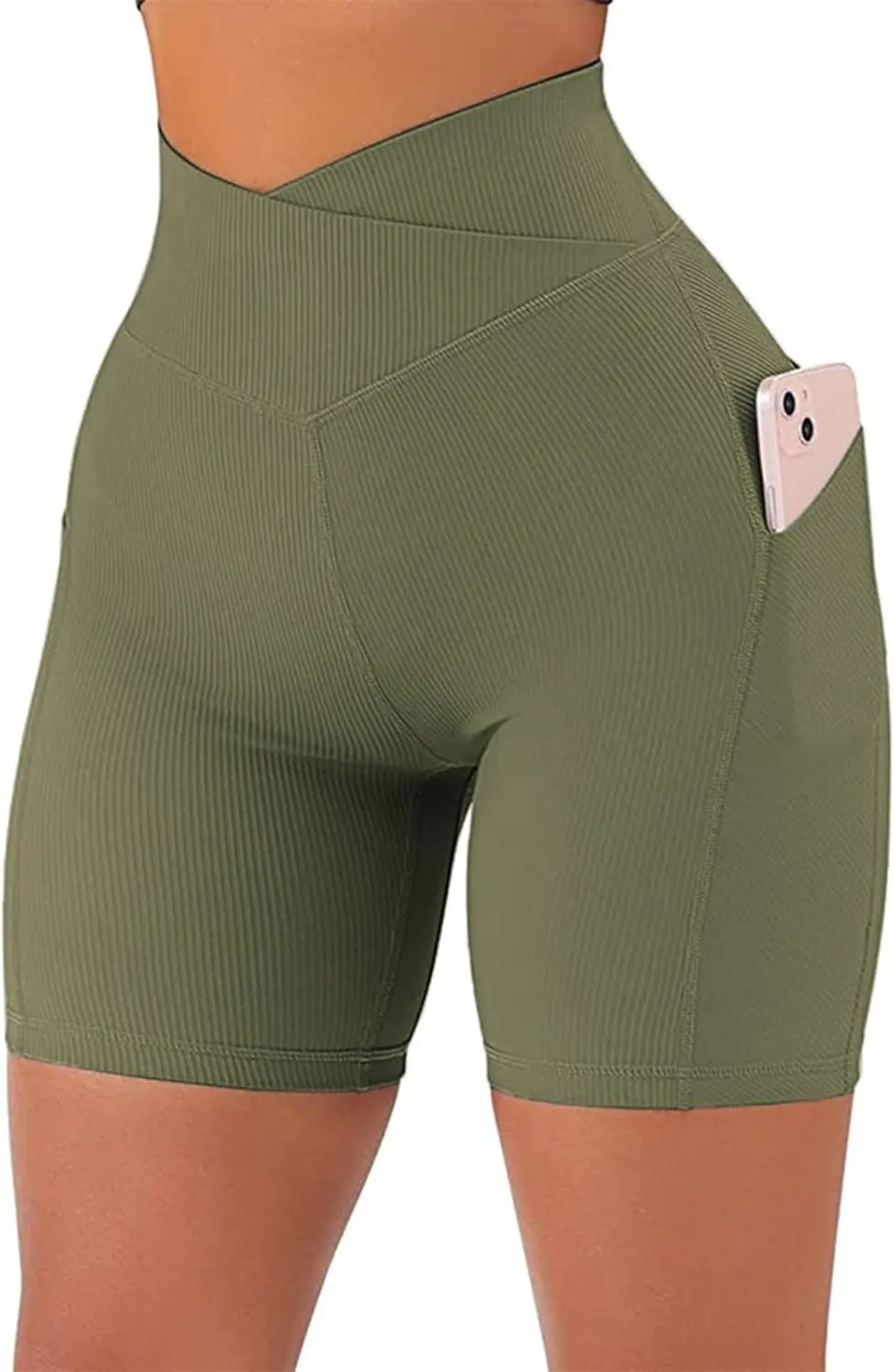 Womens Shorts with Pockets High Waist Tummy Control Butt Lifting Short Leggings Athletic Gym Yoga Pants with Pockets