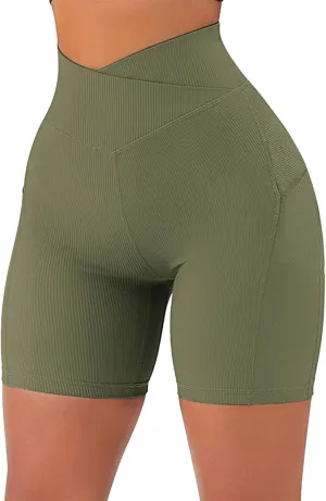 Womens Shorts with Pockets High Waist Tummy Control Butt Lifting Short Leggings Athletic Gym Yoga Pants with Pockets