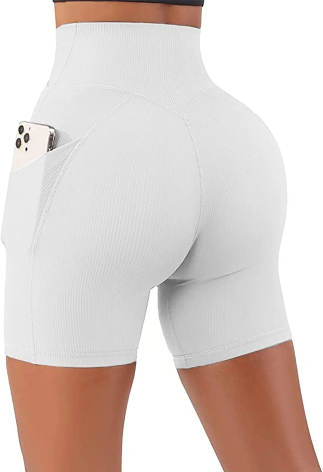 Womens Shorts with Pockets High Waist Tummy Control Butt Lifting Short Leggings Athletic Gym Yoga Pants with Pockets