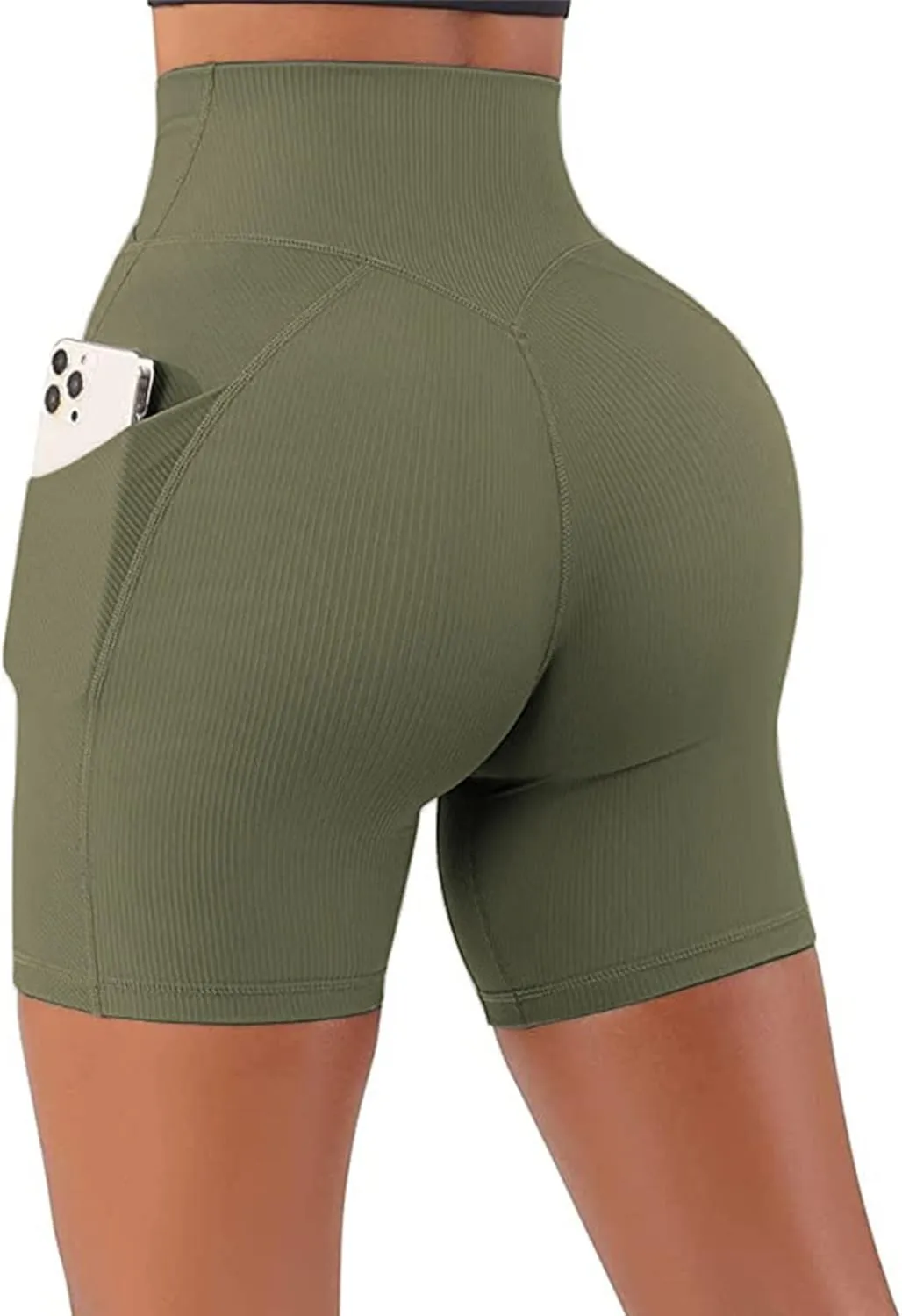 Womens Shorts with Pockets High Waist Tummy Control Butt Lifting Short Leggings Athletic Gym Yoga Pants with Pockets