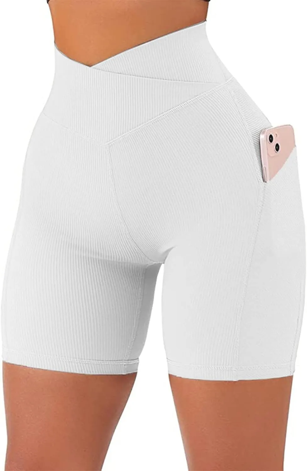 Womens Shorts with Pockets High Waist Tummy Control Butt Lifting Short Leggings Athletic Gym Yoga Pants with Pockets