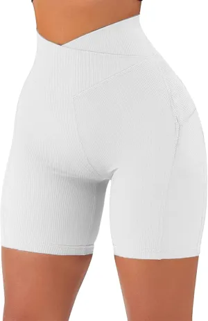 Womens Shorts with Pockets High Waist Tummy Control Butt Lifting Short Leggings Athletic Gym Yoga Pants with Pockets