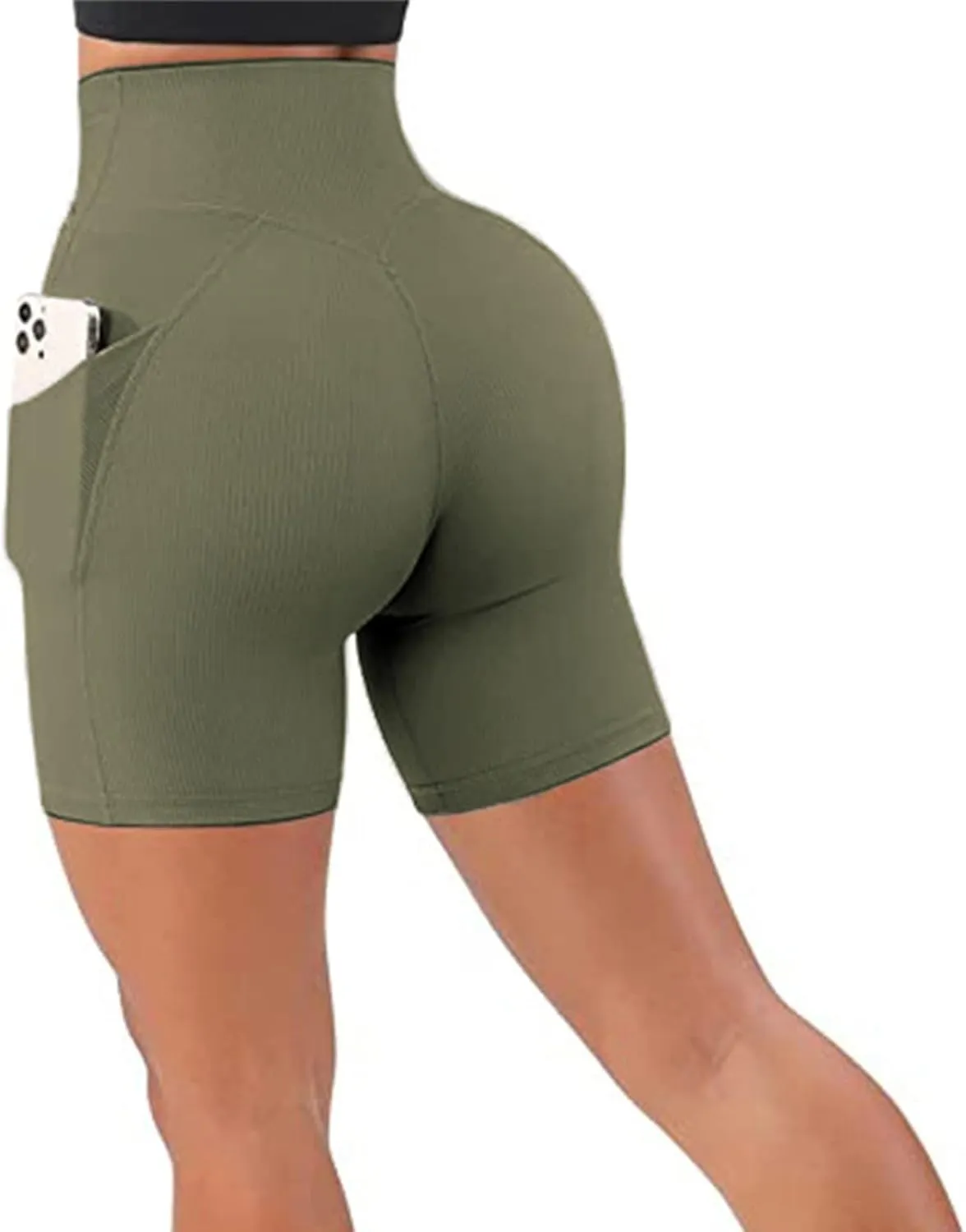 Womens Shorts with Pockets High Waist Tummy Control Butt Lifting Short Leggings Athletic Gym Yoga Pants with Pockets