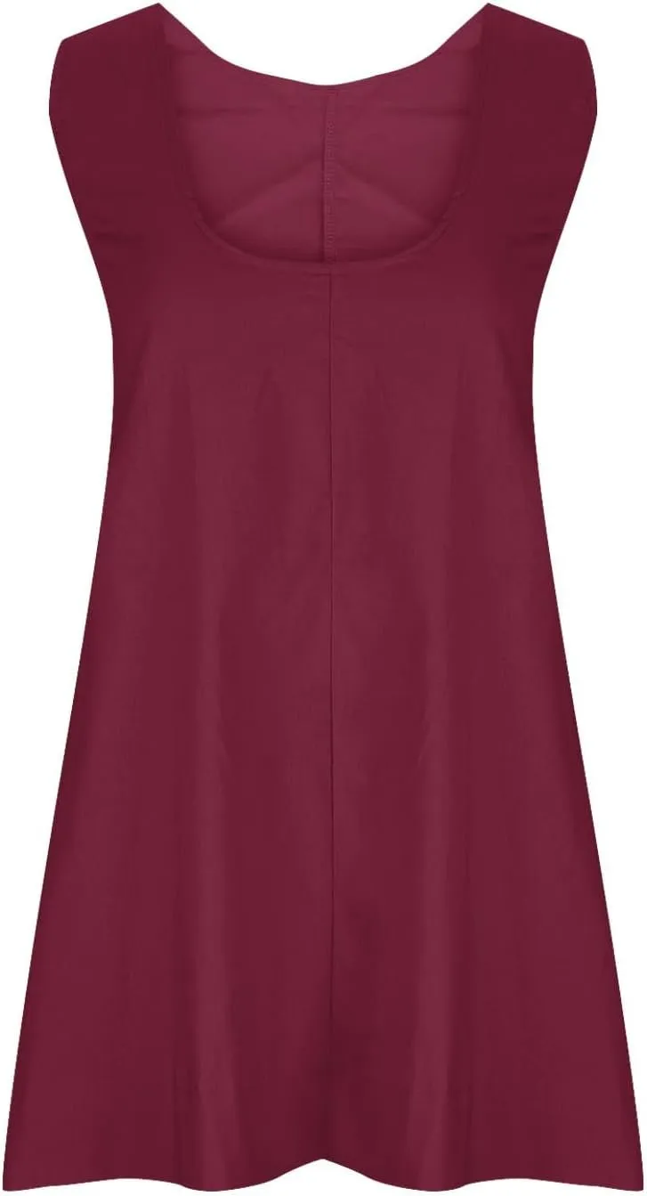 Womens Sleeveless Empire Waist Mini Dress Summer Pockets Mini Dress Comfy Flowy Dresses for Women Black Tank Dress