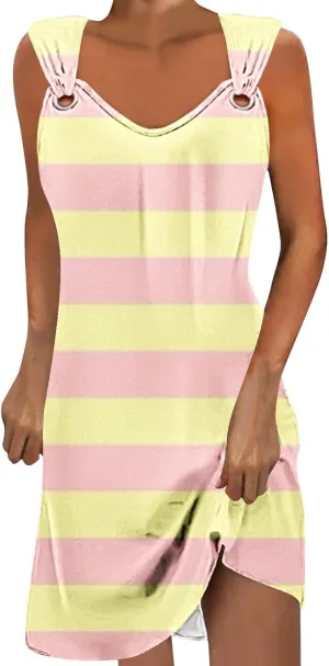 Womens Sleeveless Empire Waist Mini Dress Summer Pockets Mini Dress Comfy Flowy Dresses for Women Black Tank Dress