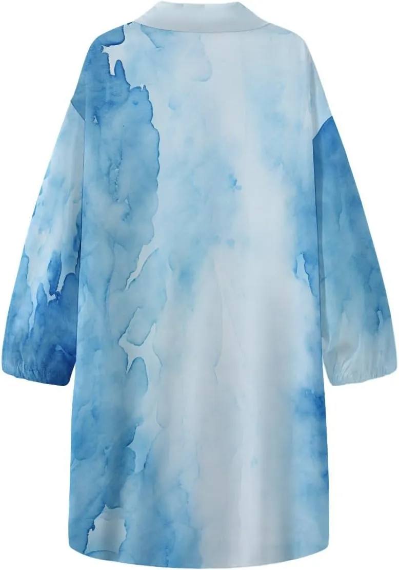 Womens Soft Comfy Shirt Dress Stripe1 Button-Down Night Dress Nightshirt Long Sleeve Sleep Shirt