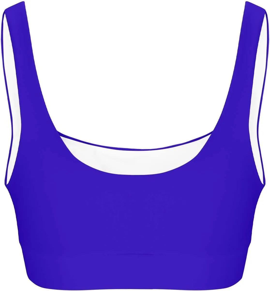 Women's Sports Bra Bikini Tops Athletic Swim Top Scoop Neck Bathing Suits Top Modest Padded Crop Tops Swimsuit Only