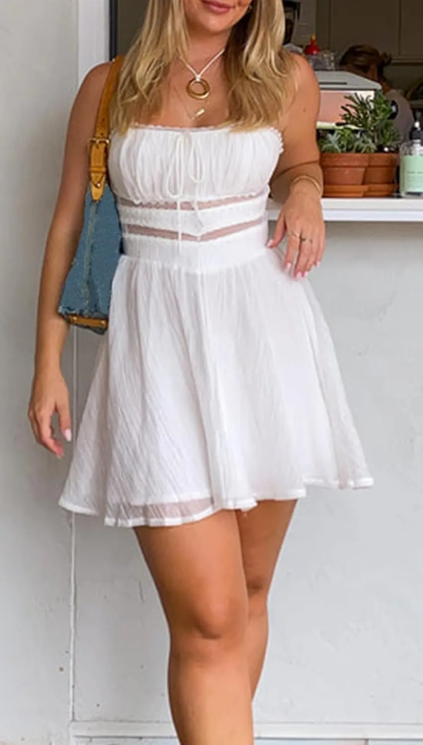 Women's Summer A-Line Mini Dress Cute Y2k Sleeveless Floral Mini Dress Ruffle Hem Cami Dress