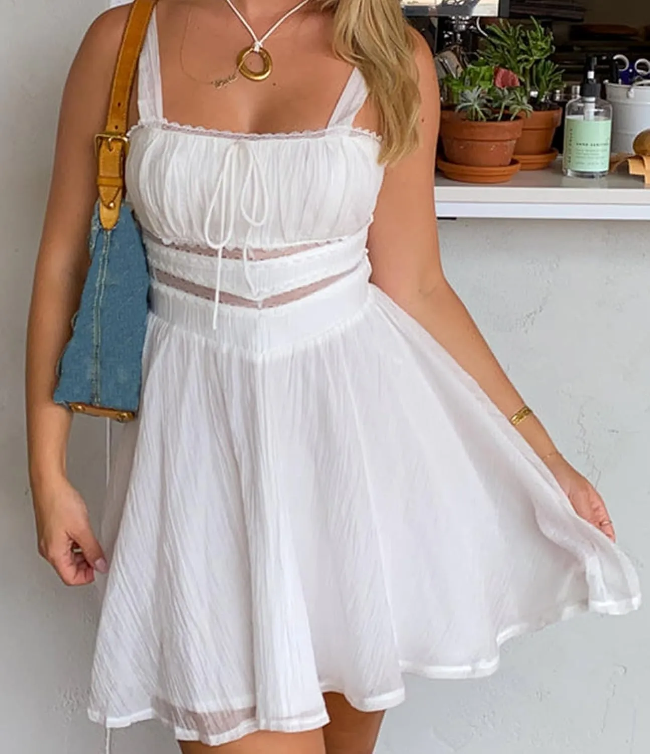Women's Summer A-Line Mini Dress Cute Y2k Sleeveless Floral Mini Dress Ruffle Hem Cami Dress