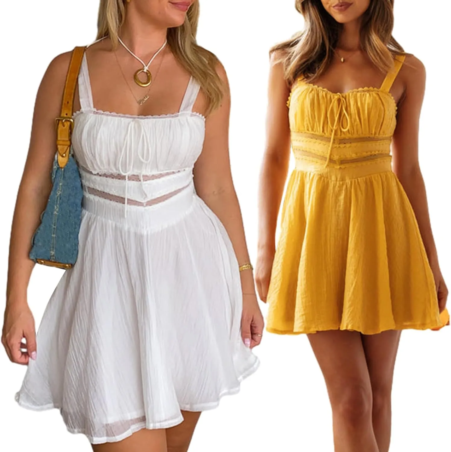 Women's Summer A-Line Mini Dress Cute Y2k Sleeveless Floral Mini Dress Ruffle Hem Cami Dress