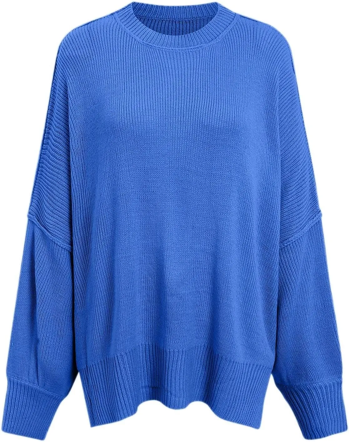Womens Sweaters Chunky Knit Solid Color Crew Neck Long Sleeve Casual Lightweight Soft Jumper Tops