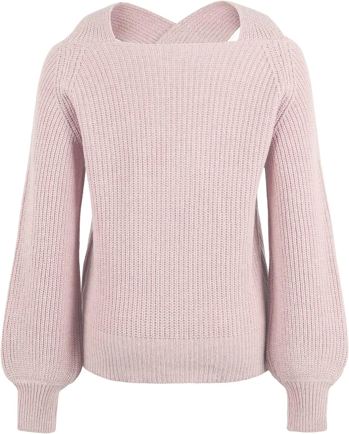 Women's Sweaters Chunky Knit Solid Color Strap Neck Long Sleeve Casual Loose Fit Soft Pullover Tops