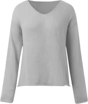Women's Sweaters Chunky Knit Solid Color V Neck Long Sleeve Soft Casual Lightweight Pullover Tops