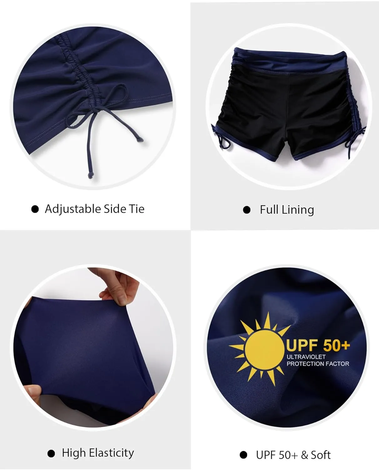 Women's Swim Shorts High Waisted Bathing Suit Bottoms Swimsuit Boy Shorts Swimwear Bikini Board Shorts