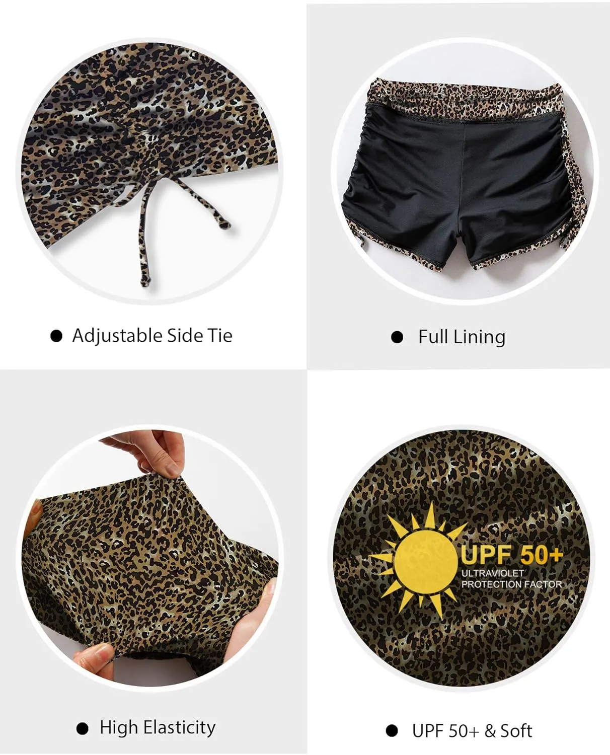 Women's Swim Shorts High Waisted Bathing Suit Bottoms Swimsuit Boy Shorts Swimwear Bikini Board Shorts