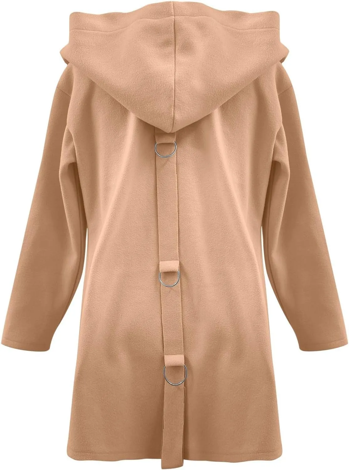 Womens Trench Coat with Hood Snap Button Jacket Plus Size Pea Coat Open Front Cardigan Casual Fall Winter Outfits