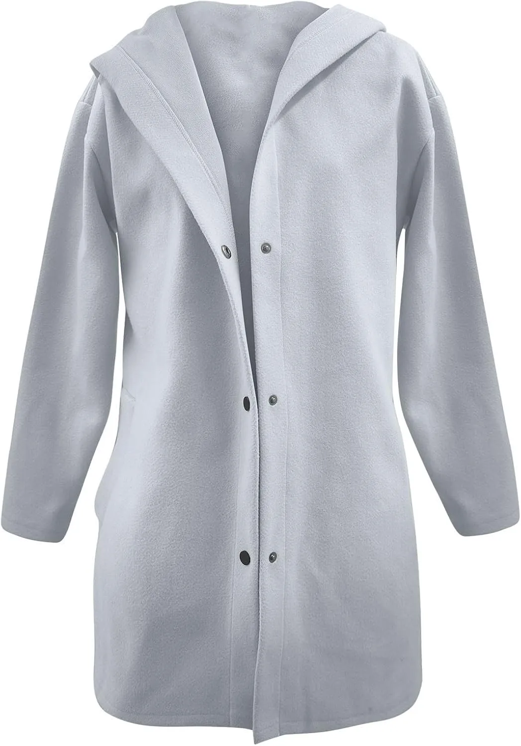 Womens Trench Coat with Hood Snap Button Jacket Plus Size Pea Coat Open Front Cardigan Casual Fall Winter Outfits
