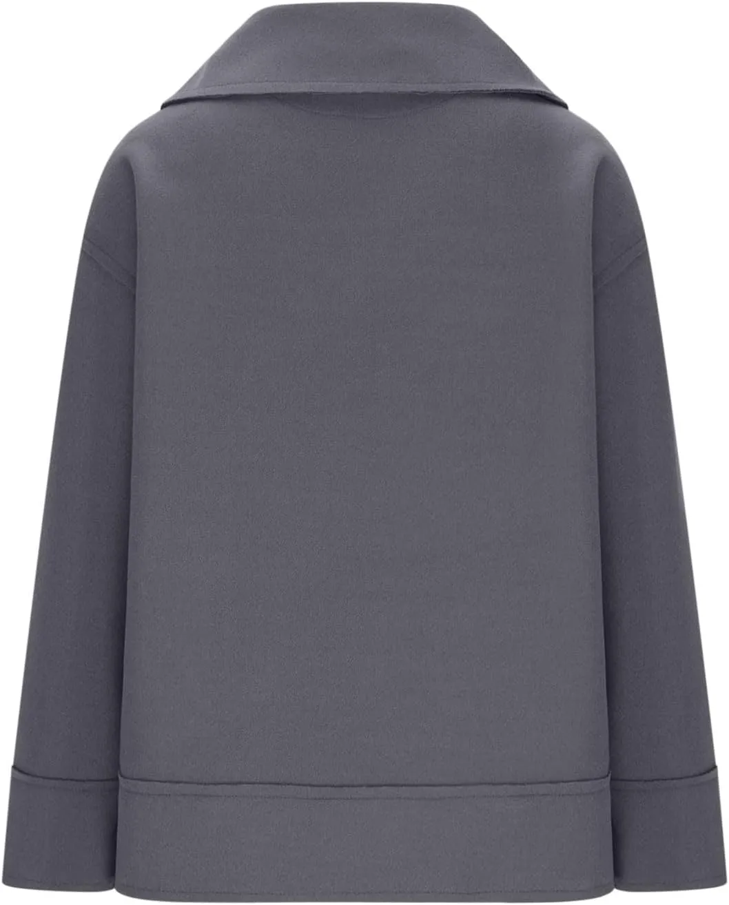 Women's Trench Coats Short Pea Coat Wool Blend Zip up Jacket Notch Lapel Jacket Loose Fit Casual Jacket Winter Coat