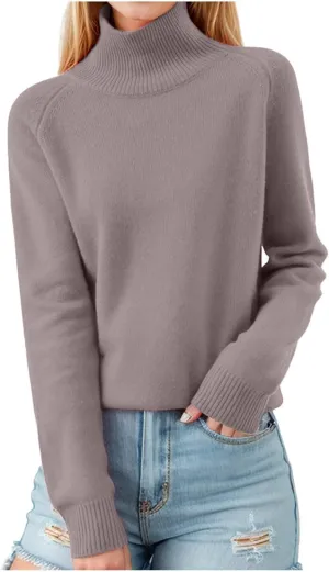 Women's Turtleneck Basic Sweaters 2024 Fall Winter Warm Ribbed Knitted Sweater Fashion Casual Long-Sleeve Jumper Tops
