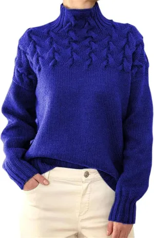 Womens Turtleneck Long Sleeve Solid Comfy Cable Knit Sweater, Slouchy Knit Chunky Sweater, Womens Turtleneck Sweater