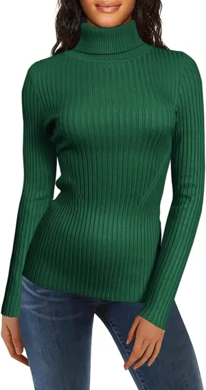 Womens Turtleneck Long Sleeve Sweater Casual Ribbed Thermal Fitted Sweaters Chunky Cable Knit Sweater Pullover 2025